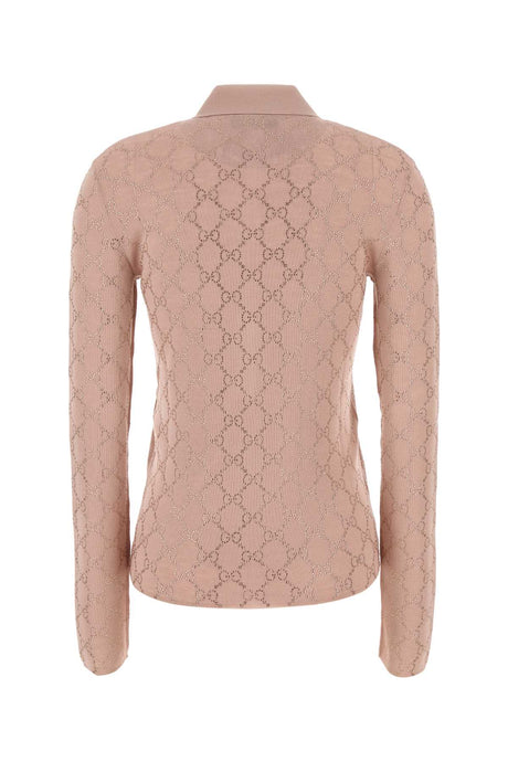 GUCCI Antiqued Pink Wool Polo Shirt for Women