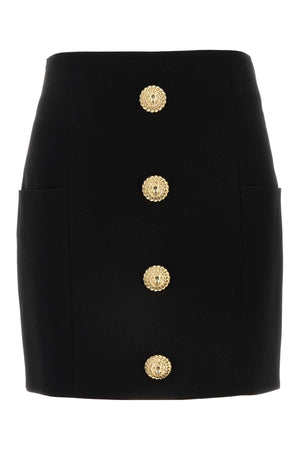 BALMAIN Chic Black Crepe Mini Skirt