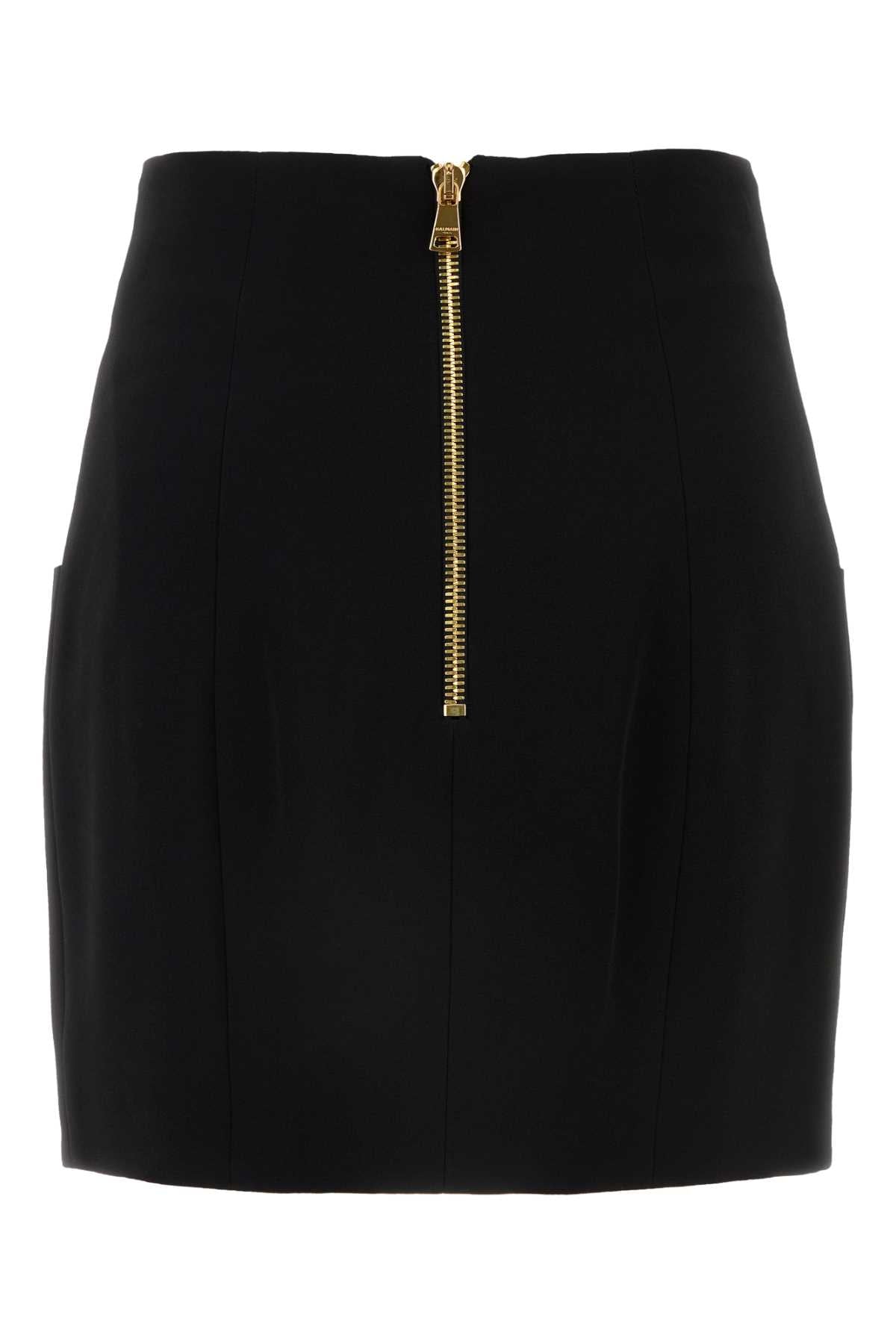 BALMAIN Chic Black Crepe Mini Skirt