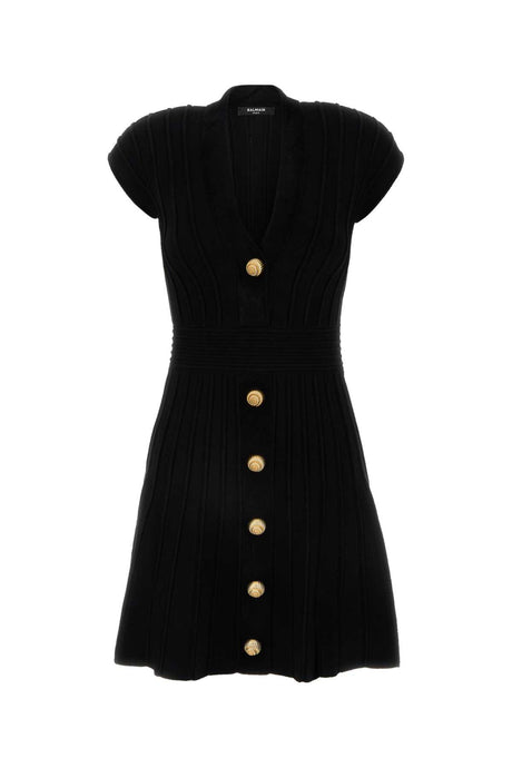 BALMAIN Chic Black Viscose Blend Mini Dress