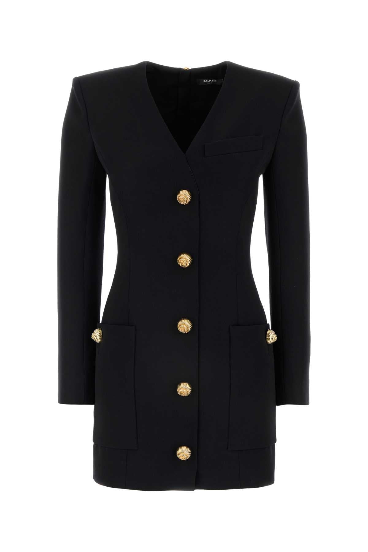 BALMAIN Chic Black Wool Mini Dress for Women