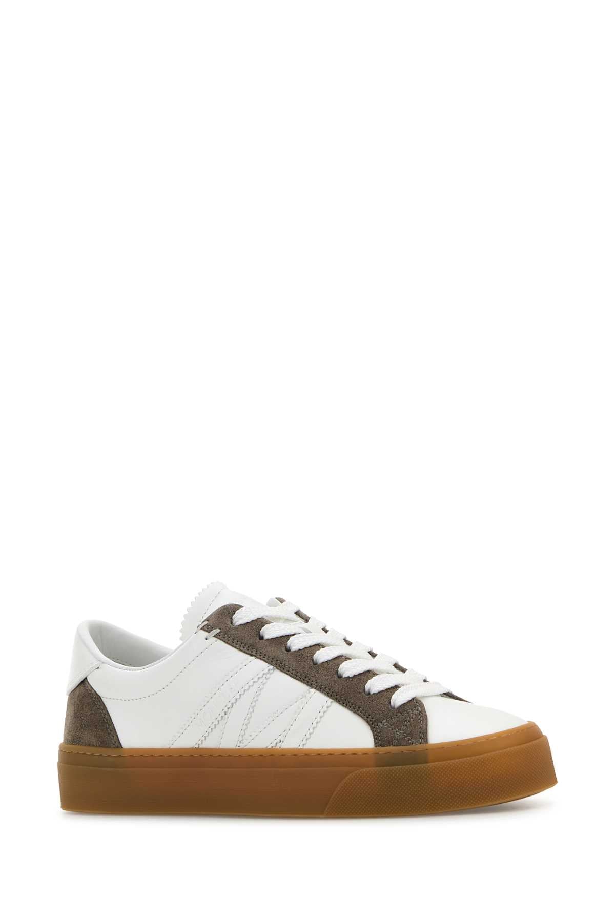 MONCLER Two-tone Leather and Suede Monaco Sneakers for Women