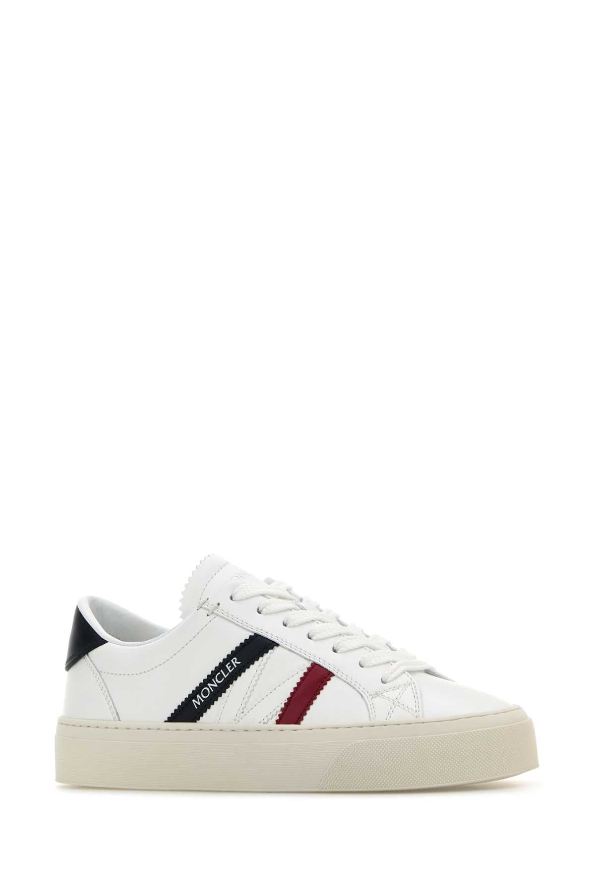 MONCLER White Leather Monaco 2 Mini Sneakers for Women