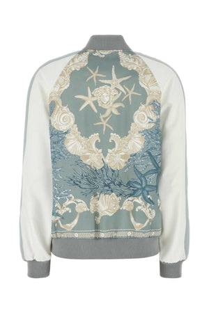 VERSACE Printed Satin Varsity Bomber Jacket for Women