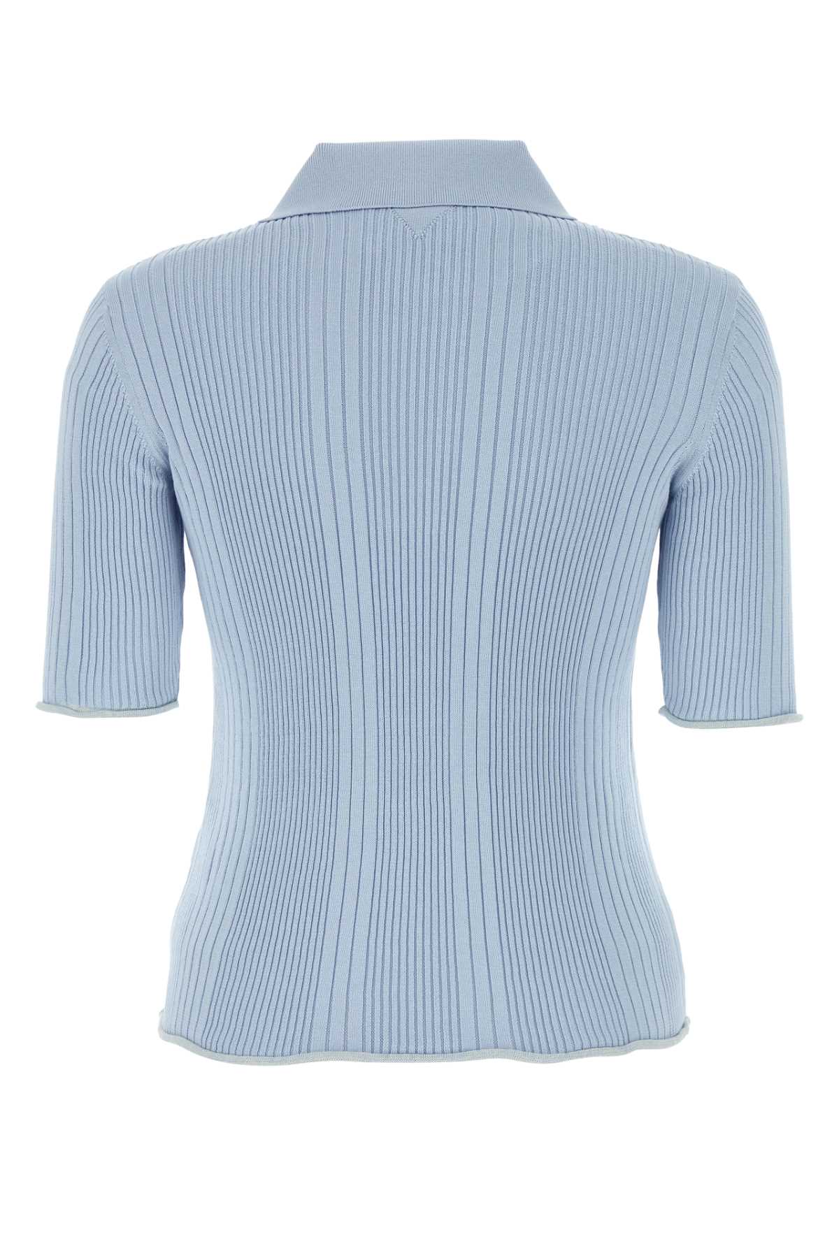 BOTTEGA VENETA Pastel Light Blue Cotton Polo Shirt for Women