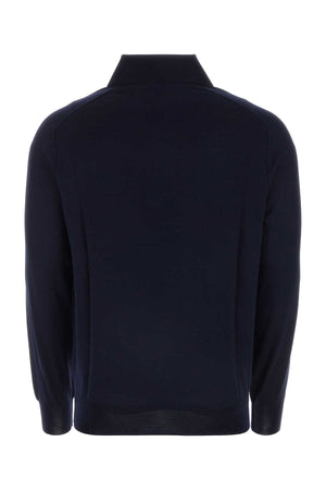 BOTTEGA VENETA Dark Blue Wool Polo Shirt for Men