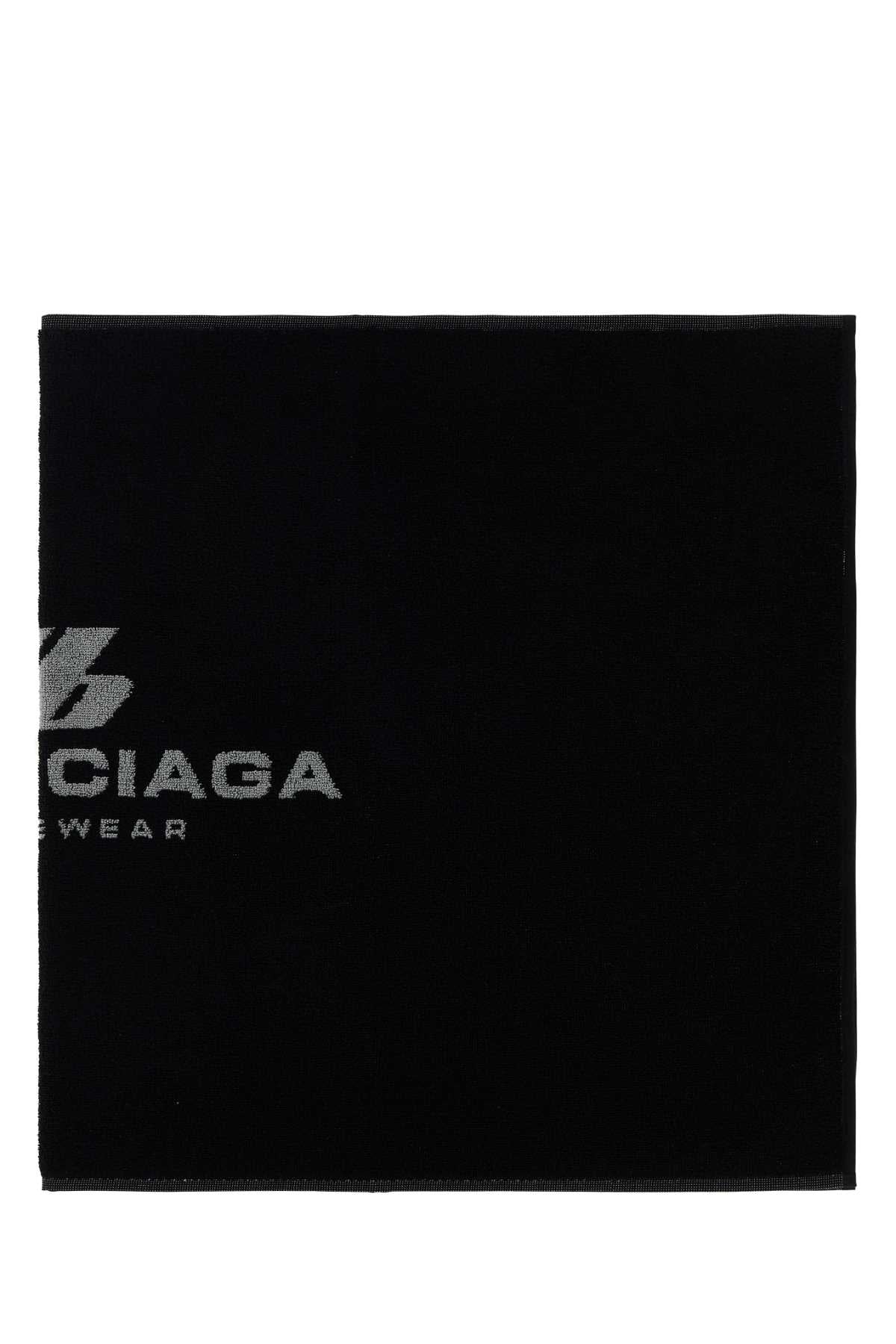 BALENCIAGA Luxurious Black Terry Fabric Towel - 105 cm x 55 cm