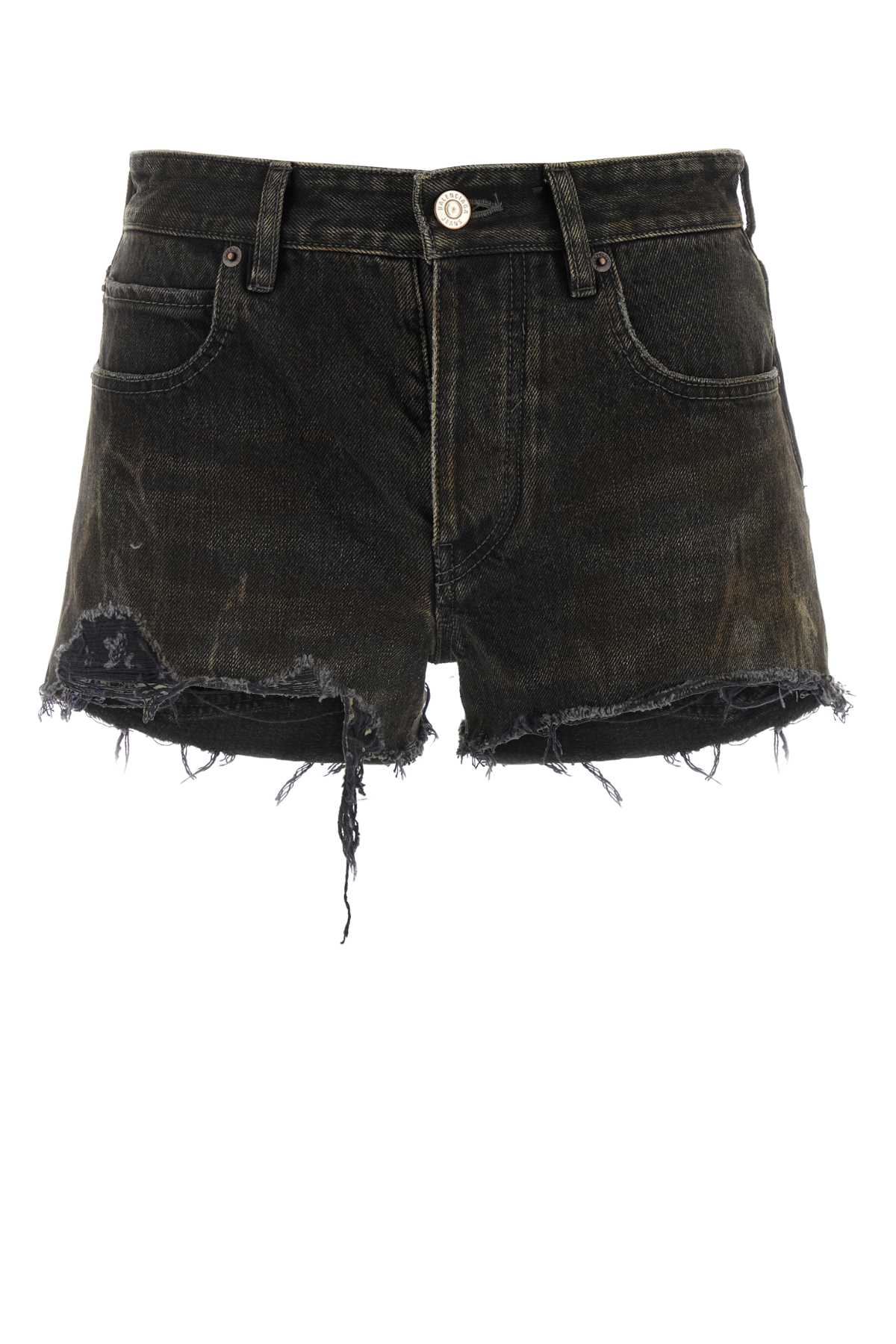 BALENCIAGA Dark Grey Denim Mini Shorts for Women