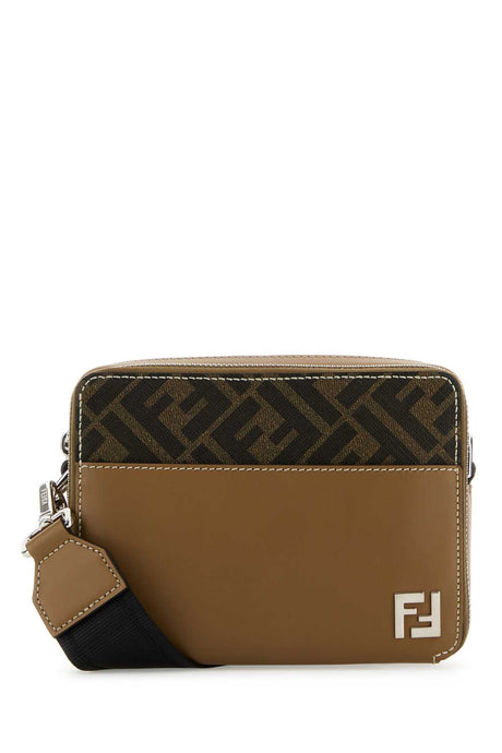 FENDI Mini Embroidered Canvas Crossbody Handbag