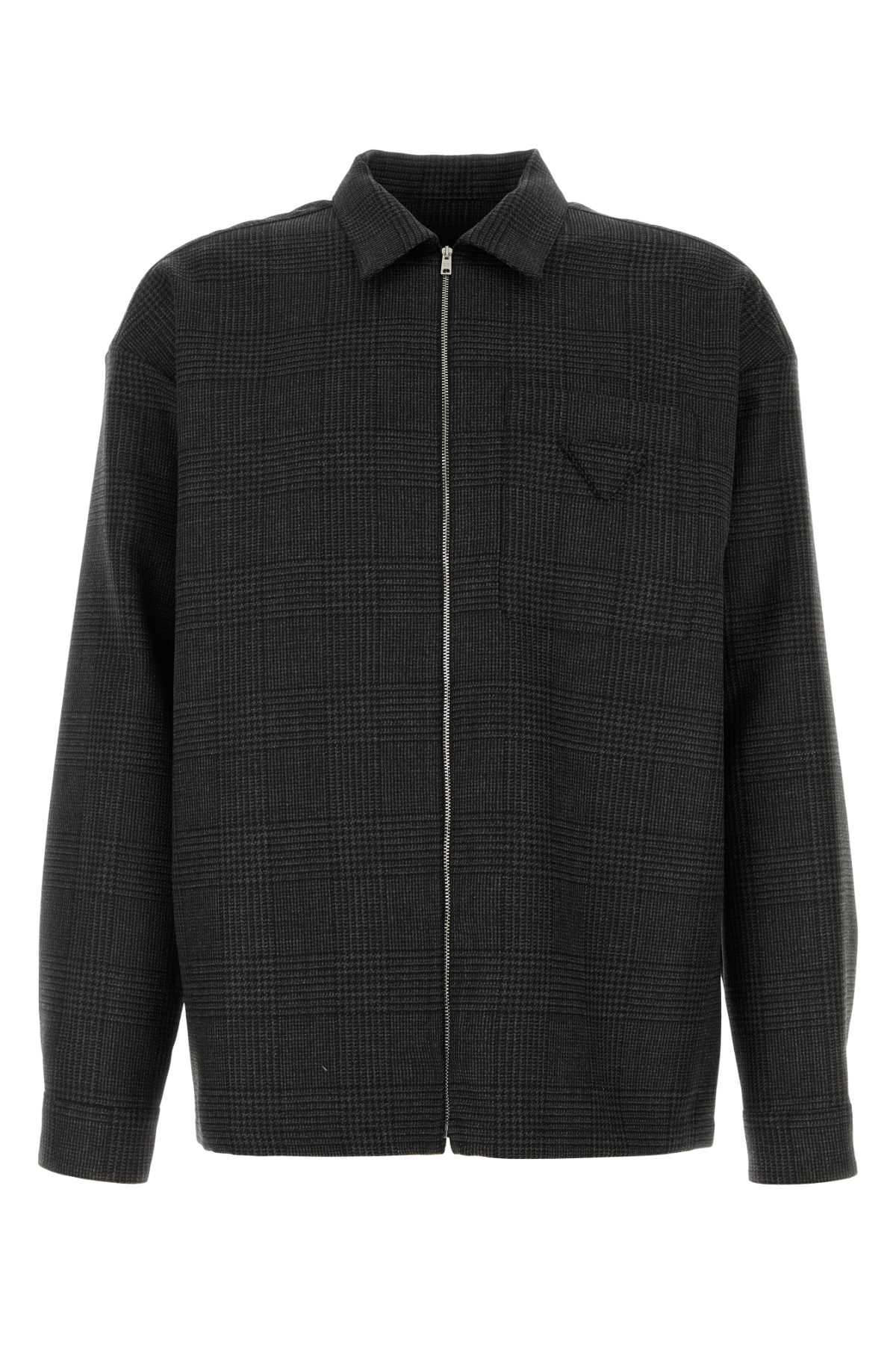 PRADA Classic Embroidered Glencheck Shirt for Men