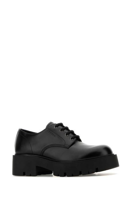 PRADA Classic Black Leather Lace-Up Shoes for Men