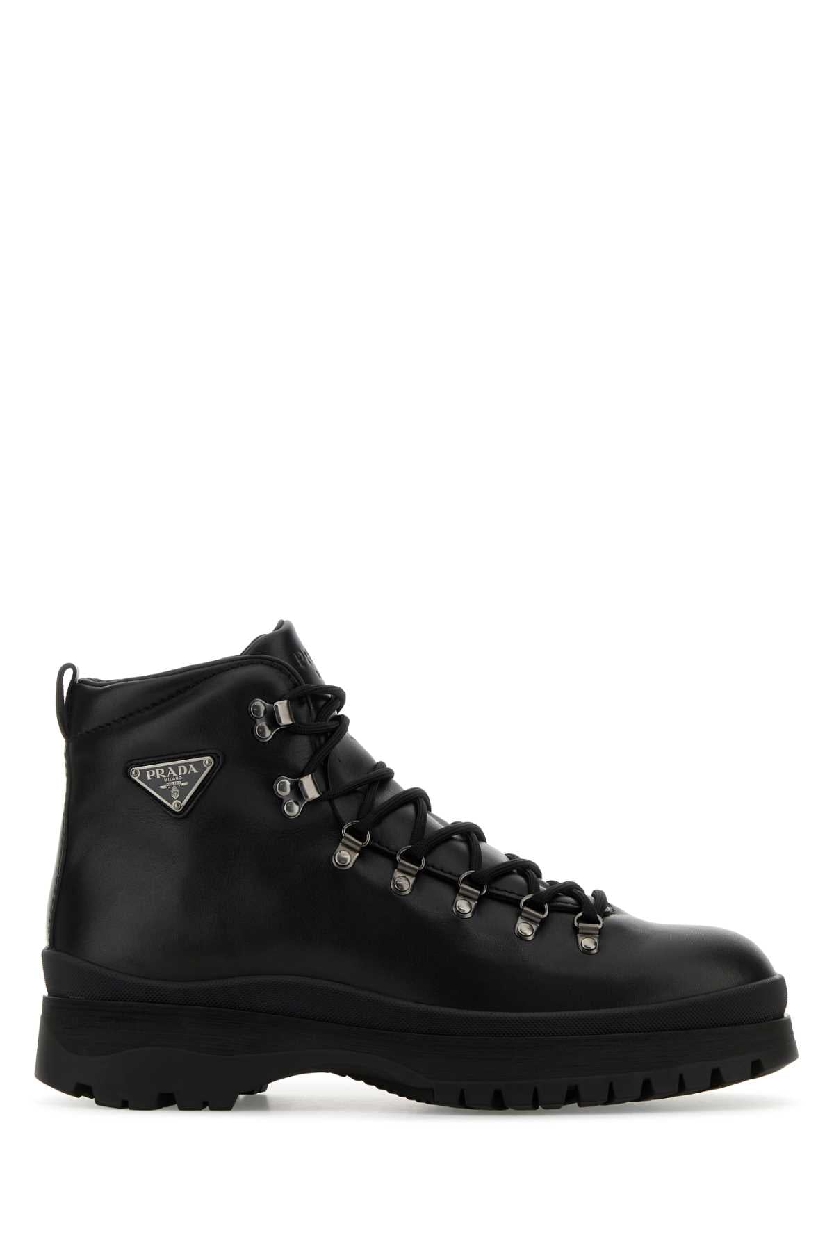 PRADA Sophisticated Black Leather Ankle Boots for Men