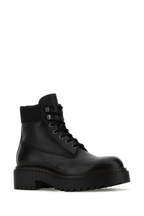 PRADA Classic Black Leather Ankle Boots for Men