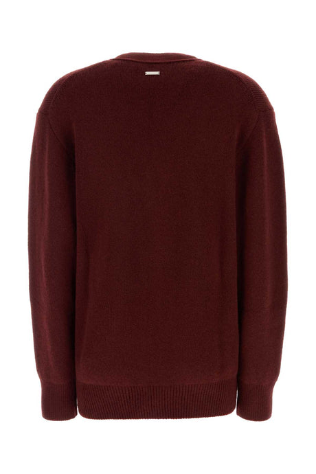 SALVATORE FERRAGAMO Burgundy Cashmere Blend Cardigan