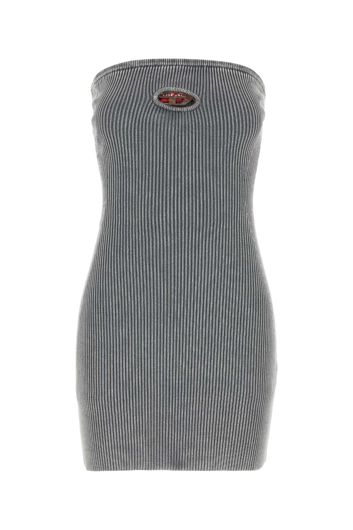 DIESEL Stylish Grey Stretch Cotton Blend Mini Dress for Women