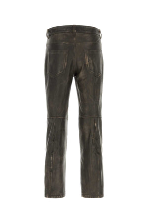 DIESEL Brown Leather P-Nash-Leat Pants for Men