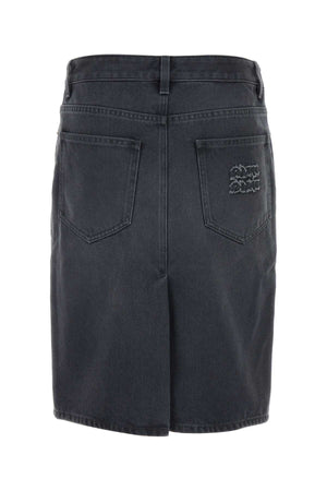 MIU MIU Graphite Denim Mini Skirt for Women