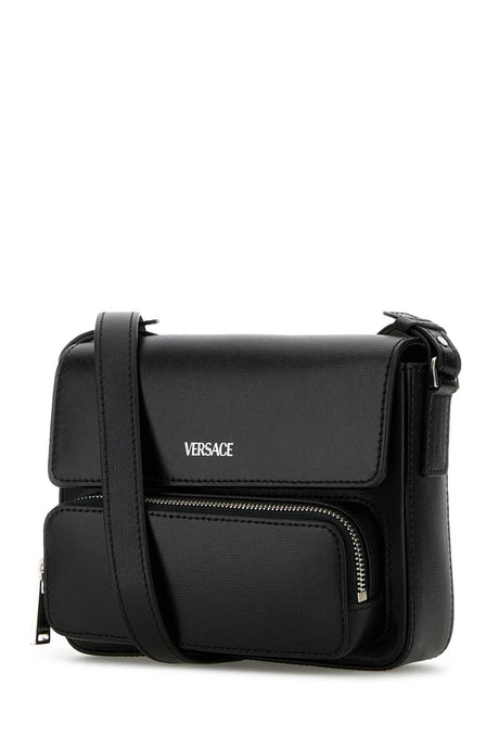 VERSACE Mini Black Leather Crossbody Handbag