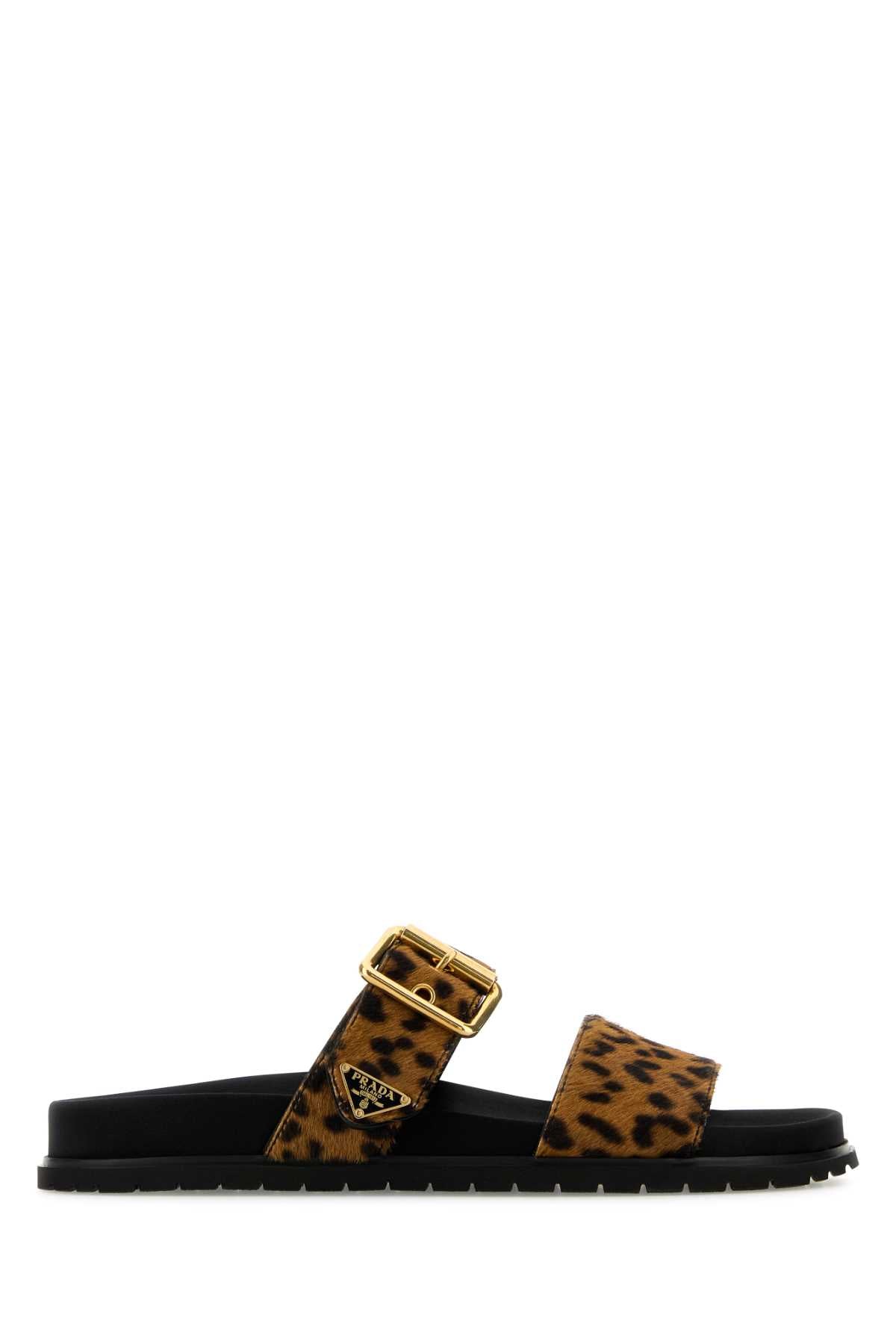 PRADA Elegant Printed Leather Hair Slippers for Women