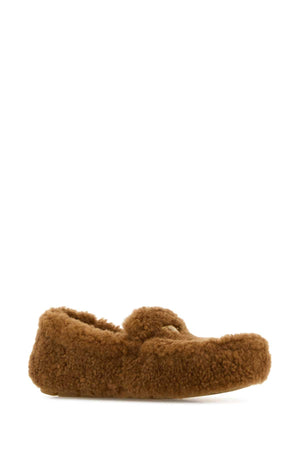 PRADA Caramel Shearling Loafers for Women