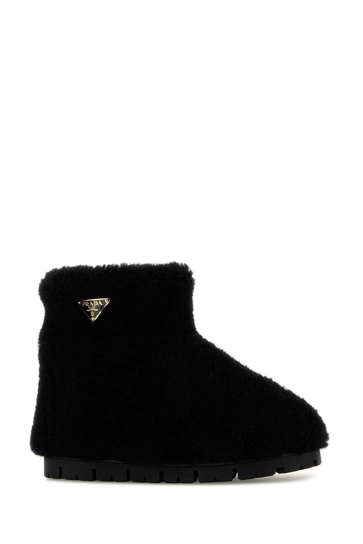 PRADA Chic Black Shearling Ankle Boots