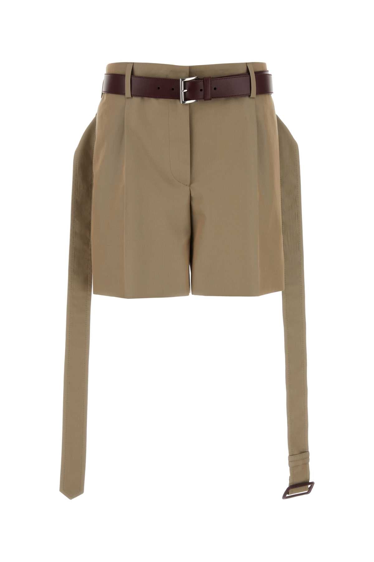 PRADA Chic Khaki Twill Mini Shorts for Women