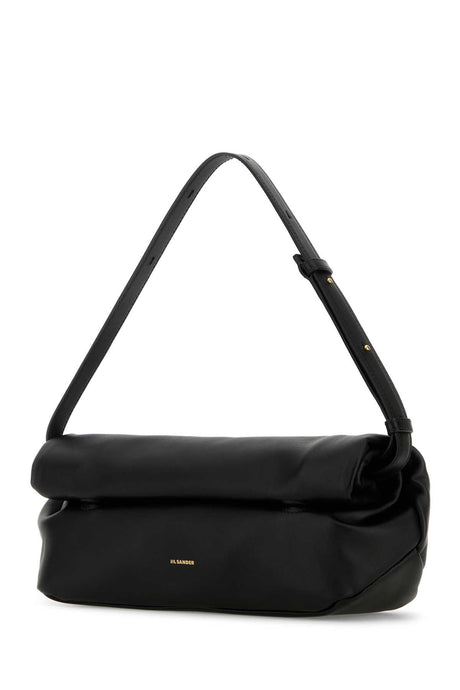 JIL SANDER Mini Black Leather Rollup Shoulder Handbag