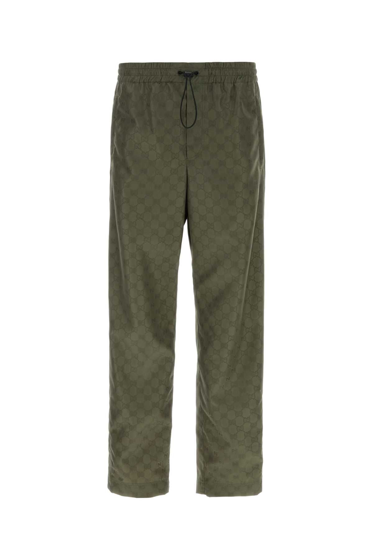 GUCCI Sophisticated Olive Green Nylon Pants for Men