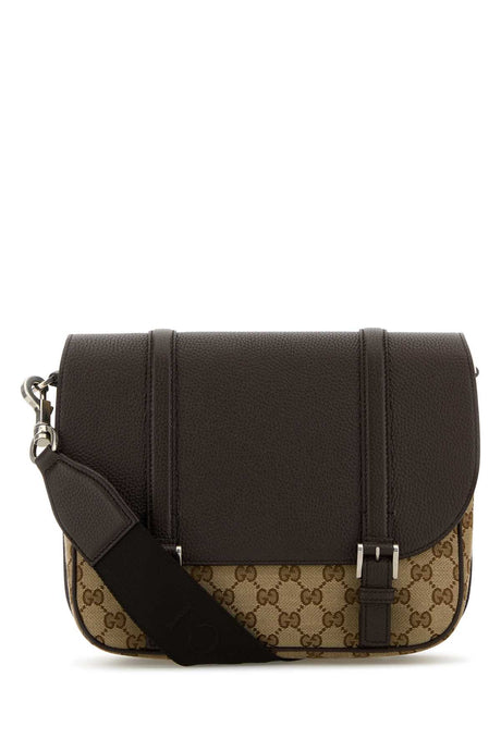 GUCCI Brown Leather GG Crossbody Handbag - 47cm x 30cm x 8cm