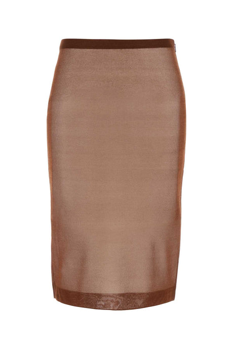 SAINT LAURENT Silk Mini Skirt in Rich Chocolate Brown