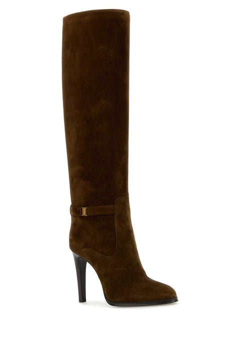 SAINT LAURENT Diane Suede Boots - 10 cm Heel Height