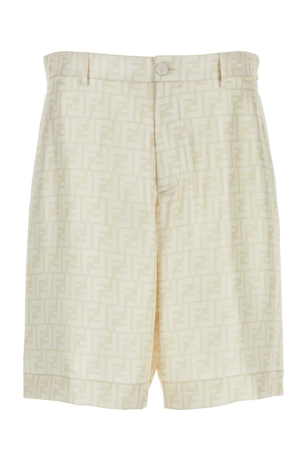 FENDI Embroidered Silk Bermuda Shorts