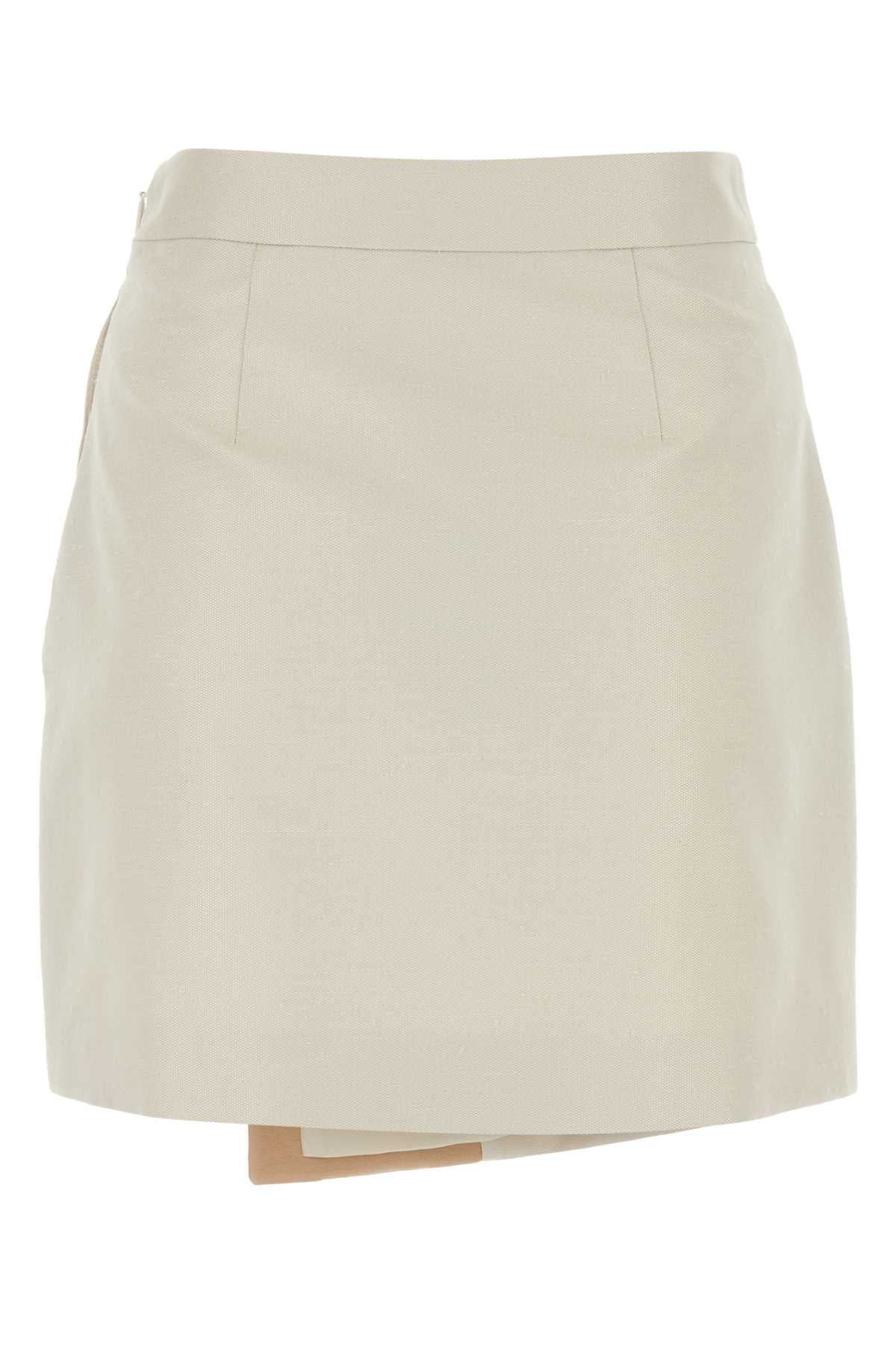 FENDI Chic Ivory Canvas Mini Skirt