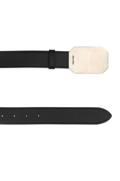 MIU MIU Classic Black Leather Belt - 3.5 cm Height