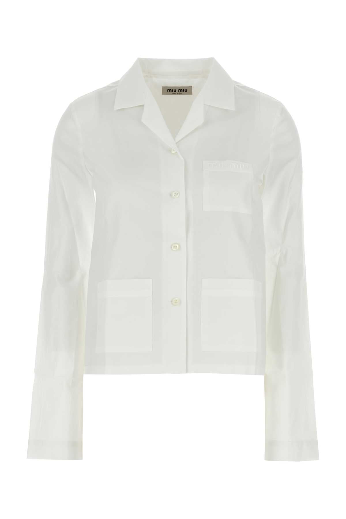 MIU MIU Classic White Poplin Shirt for Women