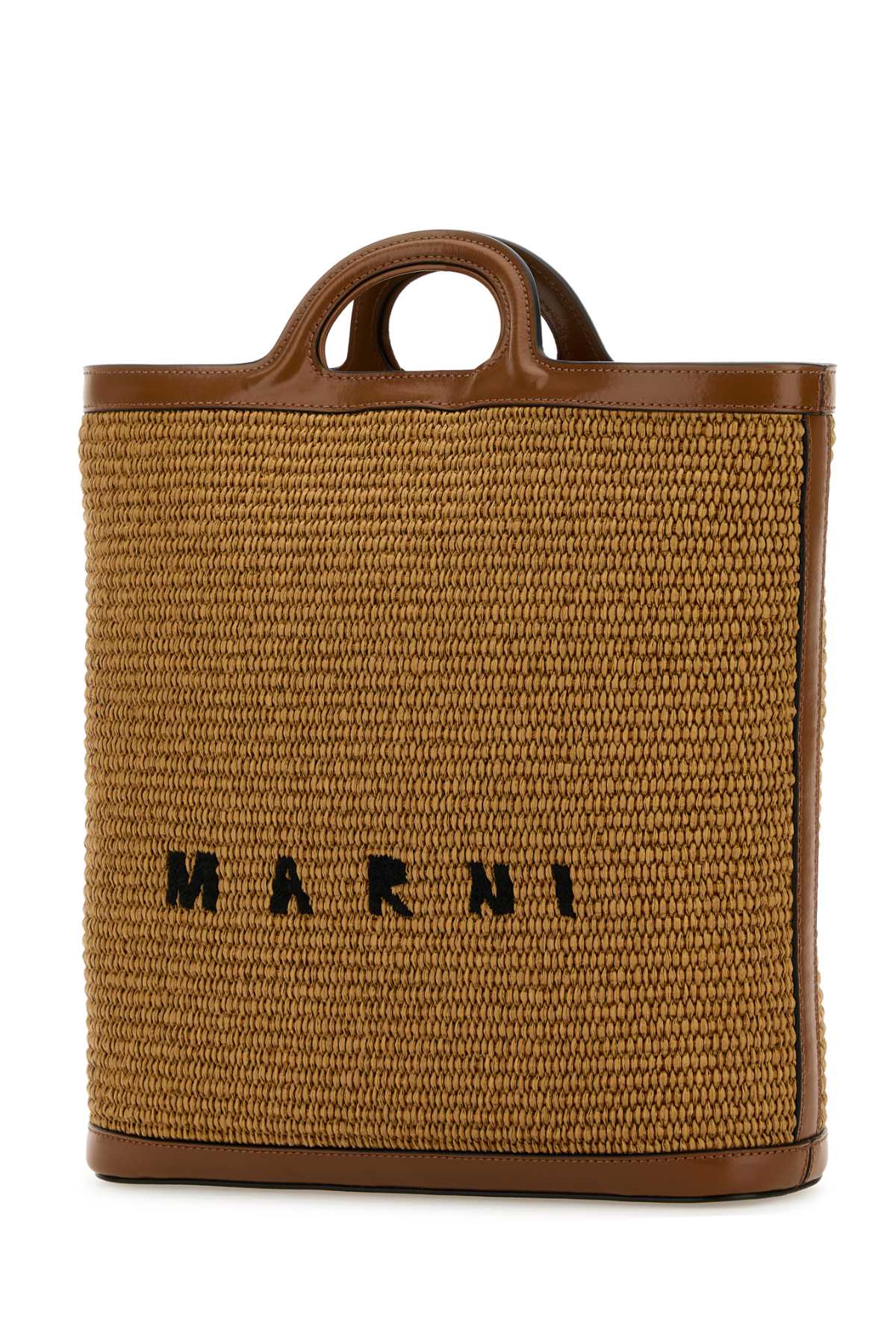 MARNI Two-tone Raffia and Leather Tropicalia Bucket Handbag - 27 cm