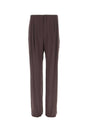 SAINT LAURENT Brown Crepe Wide-Leg Pant