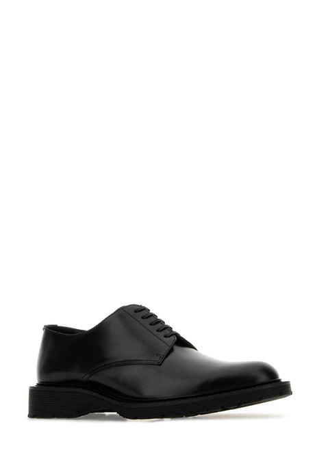 SAINT LAURENT Stylish Black Leather Army Lace-Up Shoes for Men