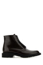 SAINT LAURENT Dark Brown Leather Army Ankle Boots for Men