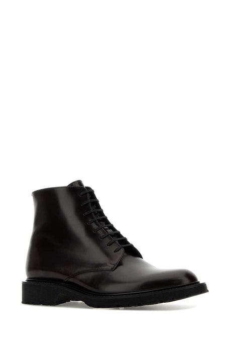 SAINT LAURENT Dark Brown Leather Army Ankle Boots for Men