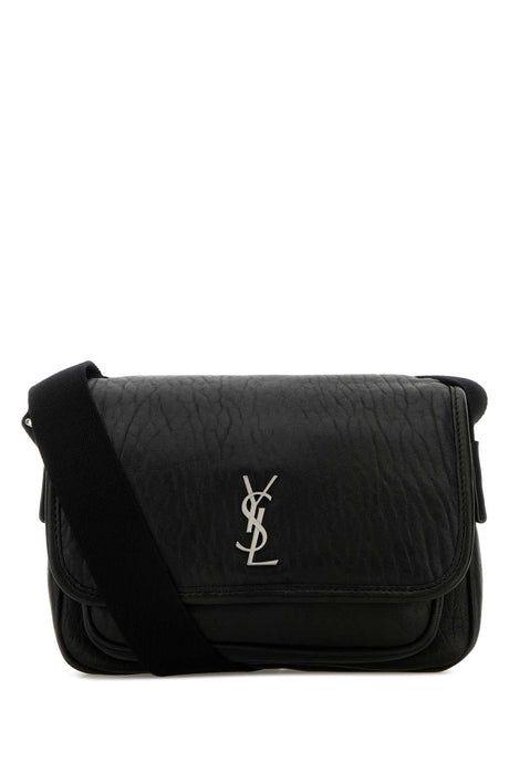 SAINT LAURENT Mini Black Leather Messenger Crossbody Handbag