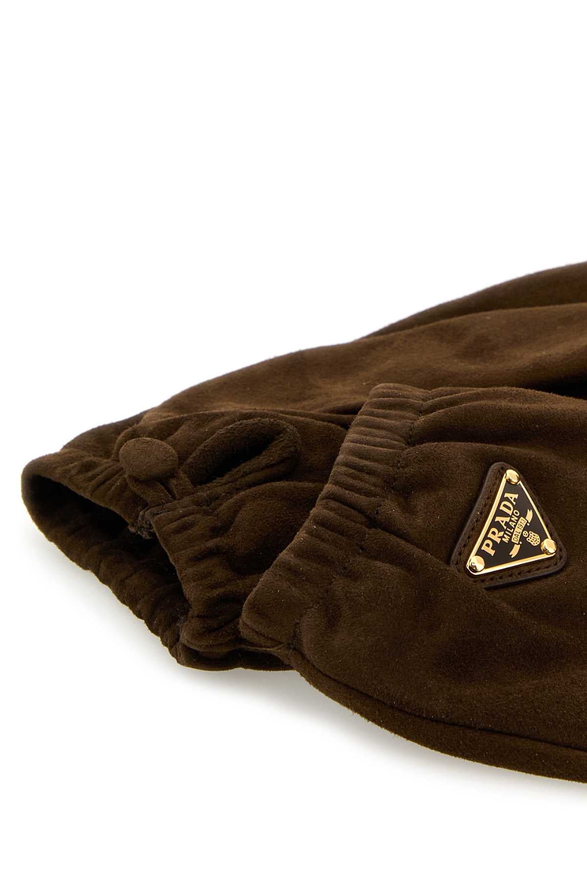 PRADA Elegant Brown Suede Gloves for Women