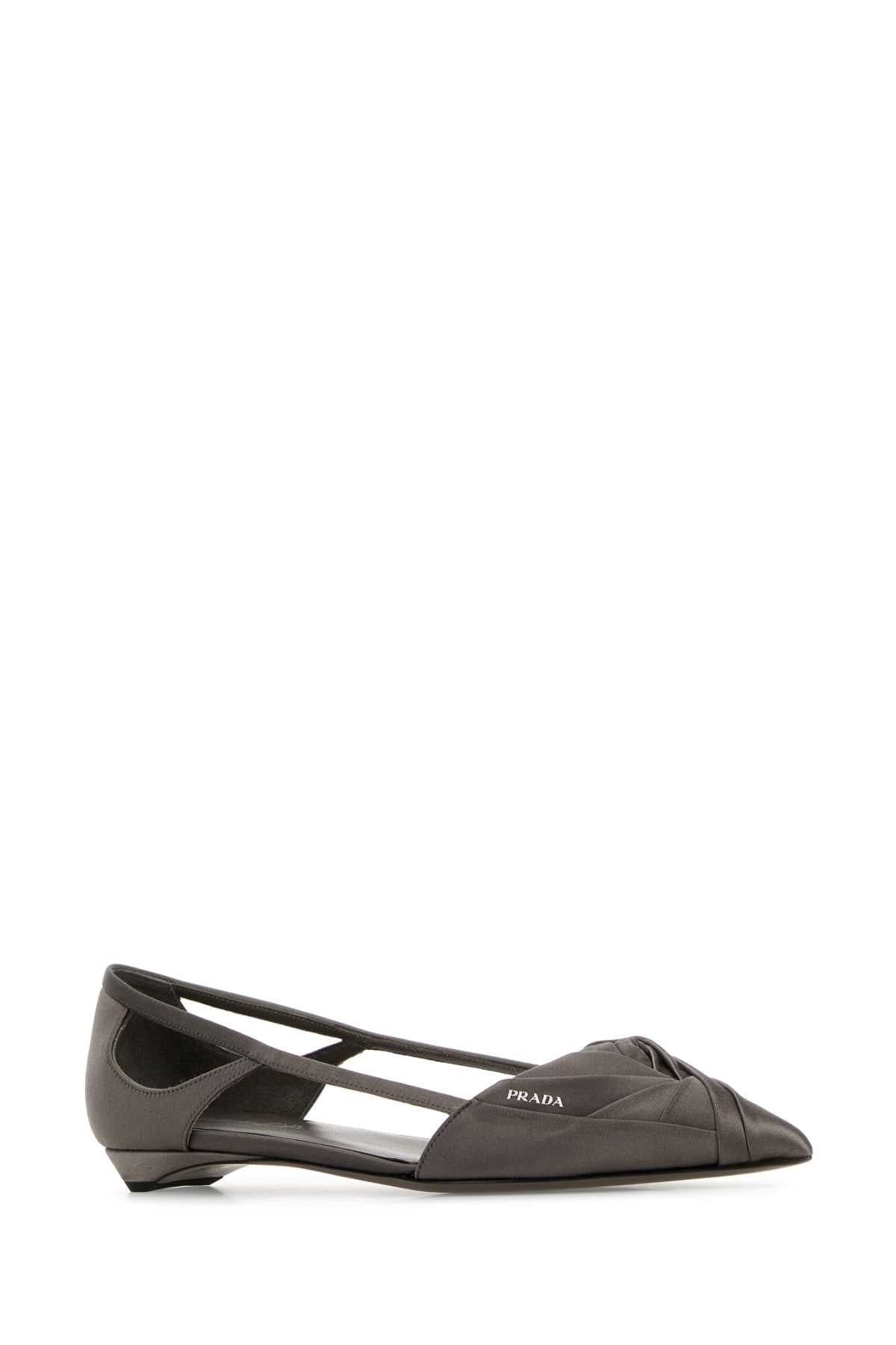 PRADA Elegant Dark Grey Satin Ballerinas