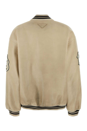 PRADA Ivory Leather Bomber Jacket for Women