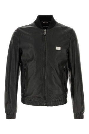 DOLCE & GABBANA Men's Classic Black Leather Jacket