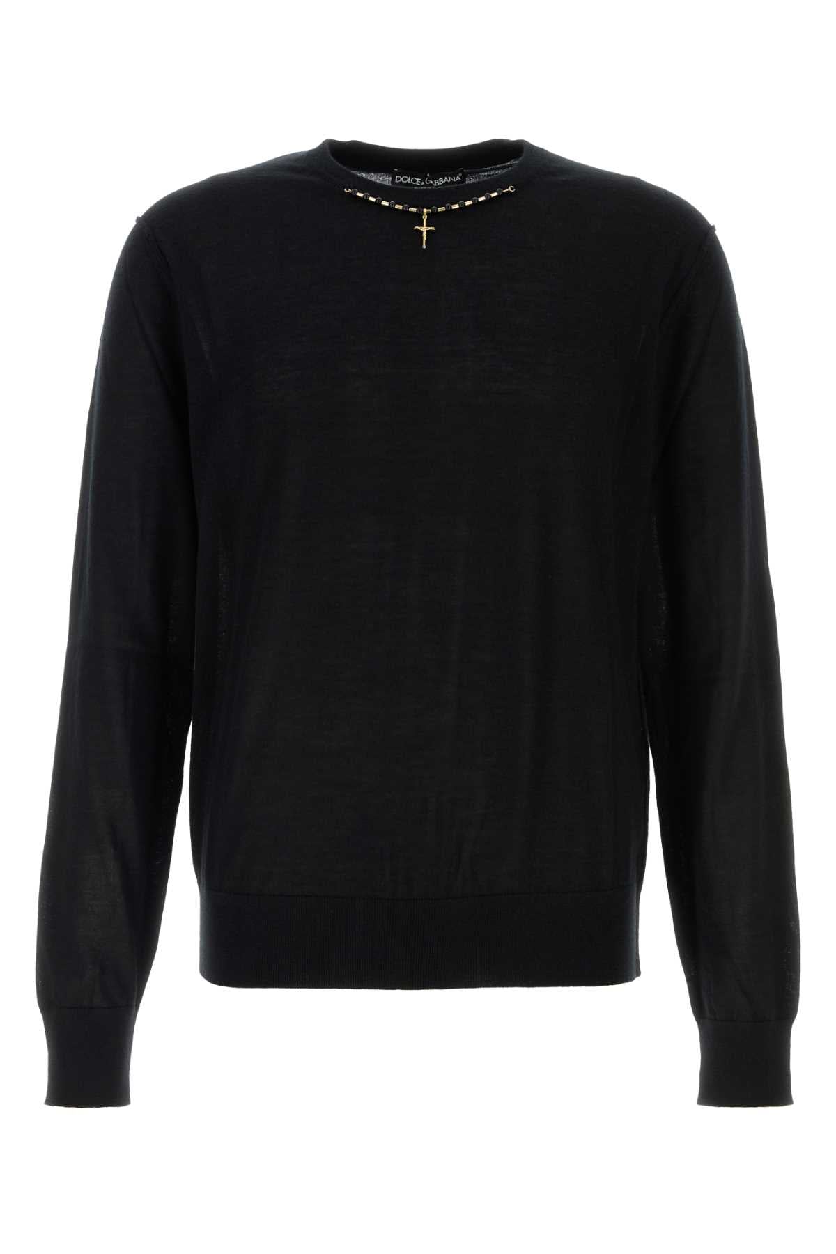 DOLCE & GABBANA Luxurious Cashmere Sweater for Men - Classic Black