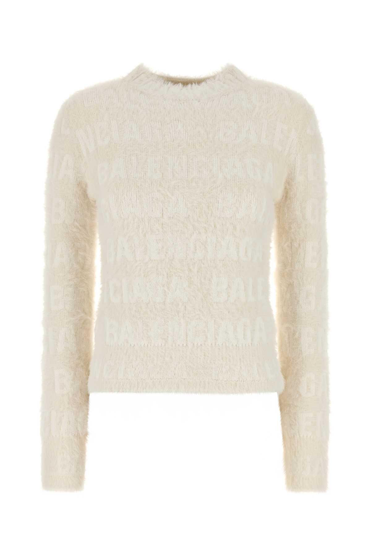 BALENCIAGA Ivory Wool Blend Sweater - Women's Knitwear