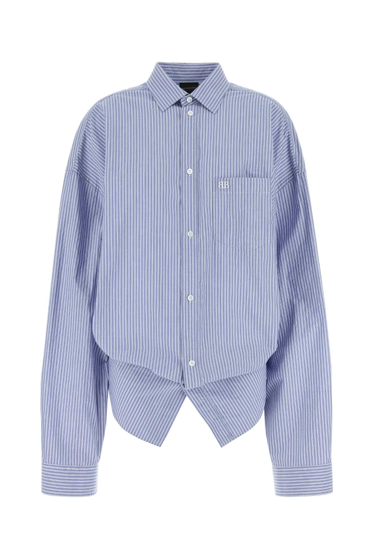 BALENCIAGA Embroidered Striped Poplin Shirt