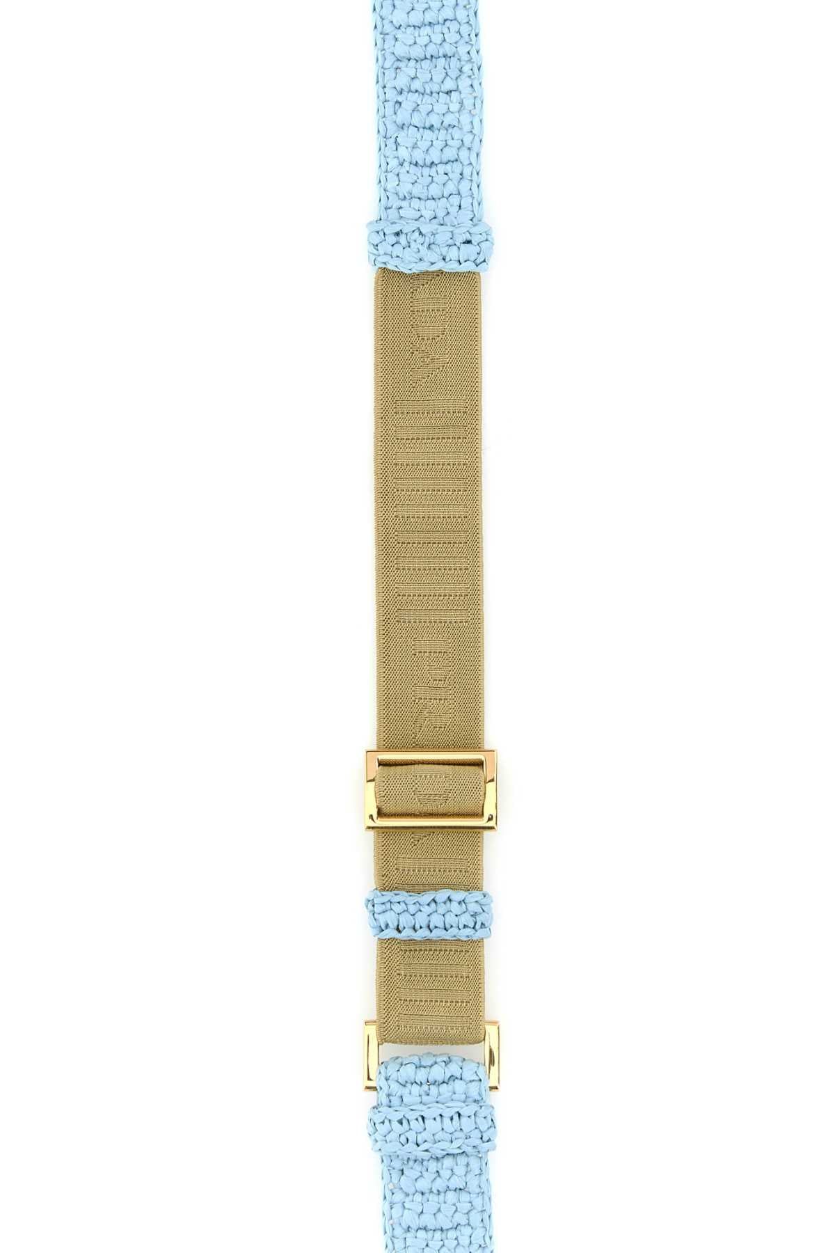 PRADA Light Blue Raffia Belt - 2.5 cm Height