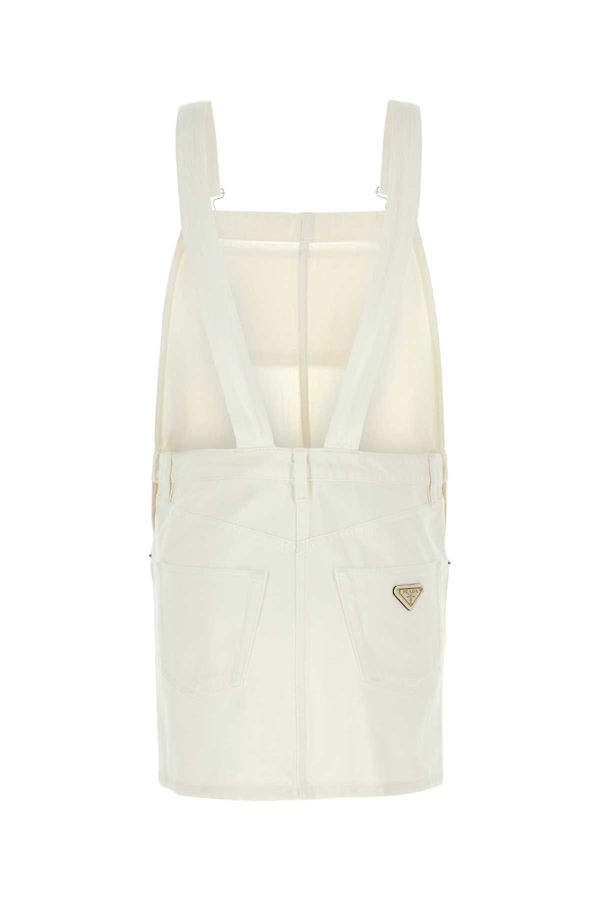 PRADA White Denim Dungarees Dress for Women